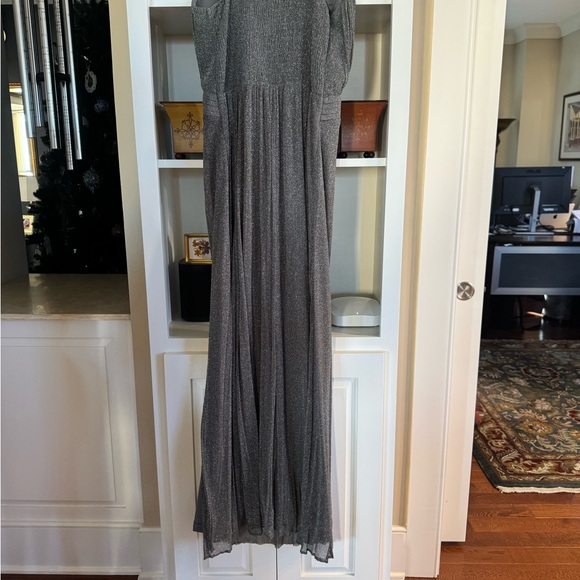 Little Mistress Silver Shimmer Maxi Dress - Picture 3 of 4